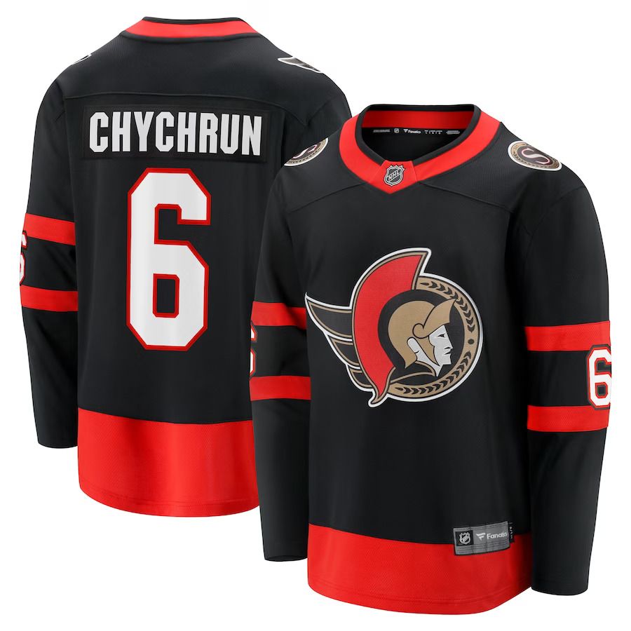 Men Ottawa Senators #6 Jakob Chychrun Fanatics Branded Black Home Breakaway NHL Jersey